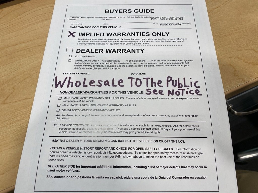 1989 Cadillac Eldorado Base