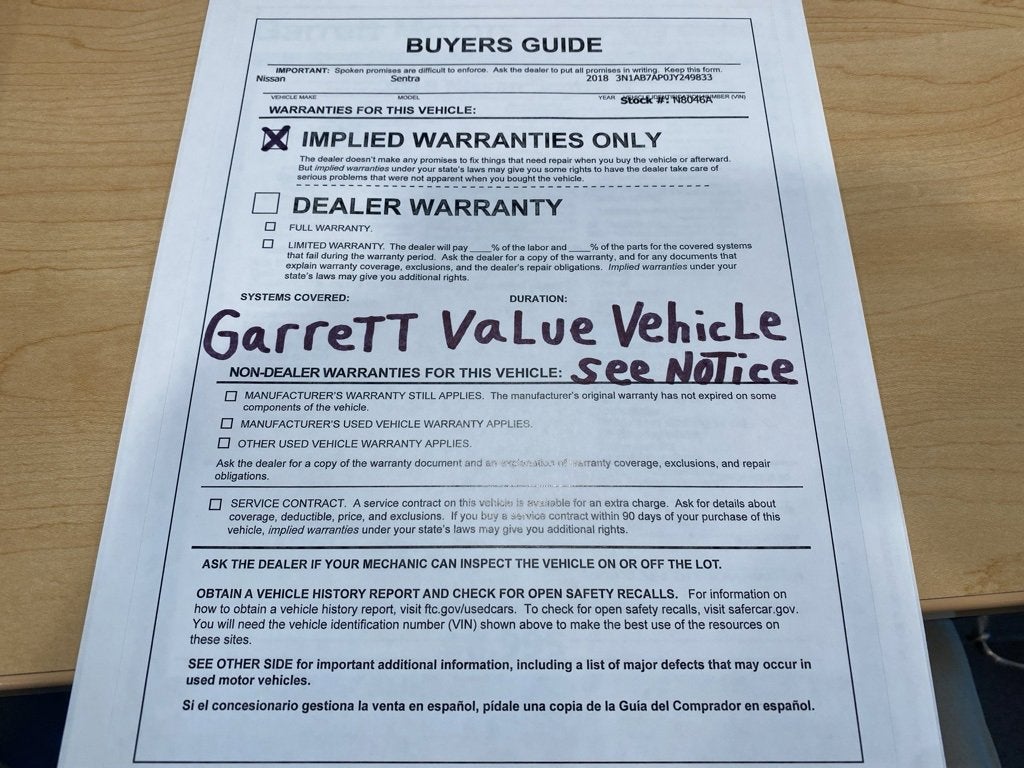 2018 Nissan Sentra S