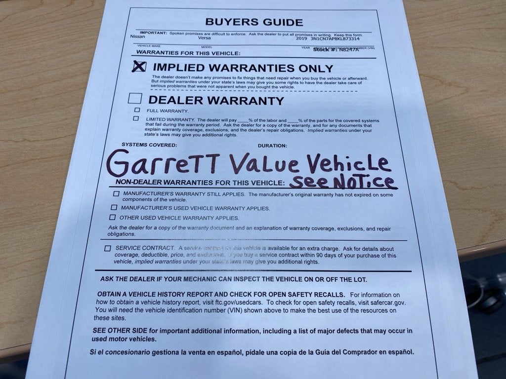 2019 Nissan Versa Sedan S Plus