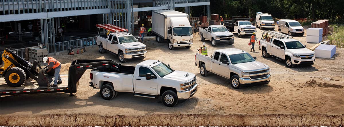 Chevrolet Trucks on a construction worksite